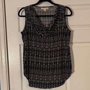 Stylish Geometric Print Tank Top - Black and White